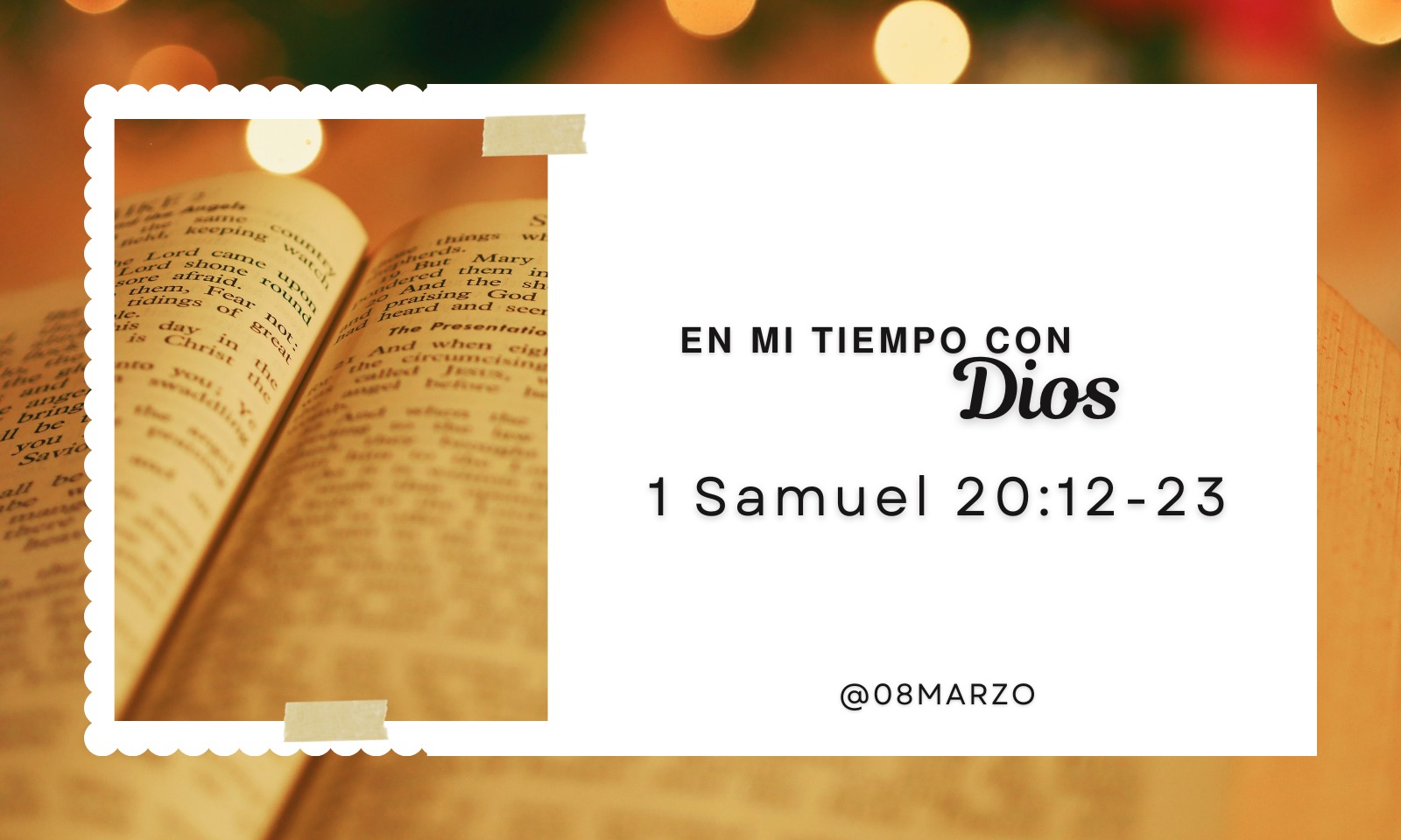 En mi tiempo con Dios de hoy. 1 Samuel 20: 12-23
